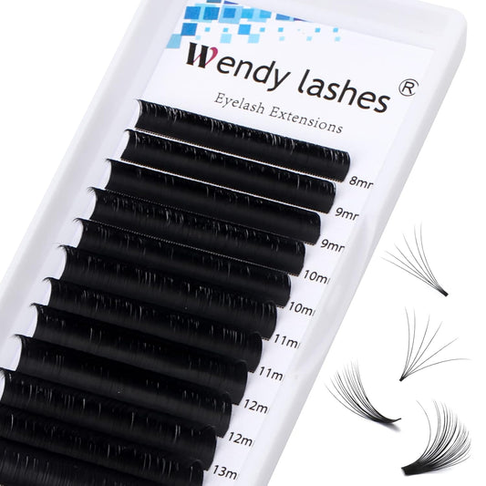 WEWNDY LASHES Rapid Blooming Eyelash Extensions - Volume Lashes 0.05 Thickness, C/D Curl, Easy Fan, 8-14mm Mixed, Self Fanning