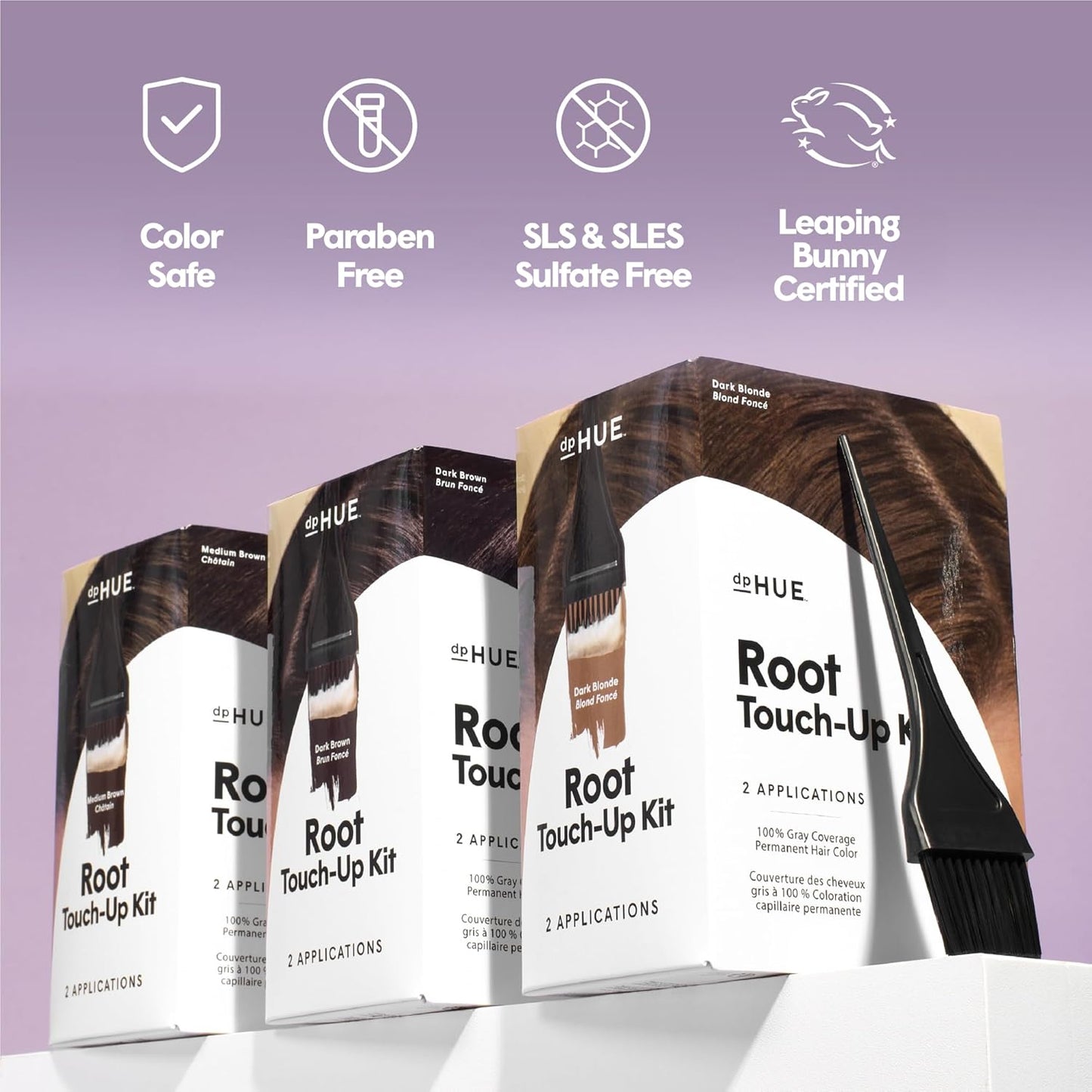dpHUE Root Touch-Up Kit, Black - Permanent Hair Color for Gray Coverage - Includes Two Applications - Paraben, SLS & SLES Sulfate Free - Leaping Bunny Certified