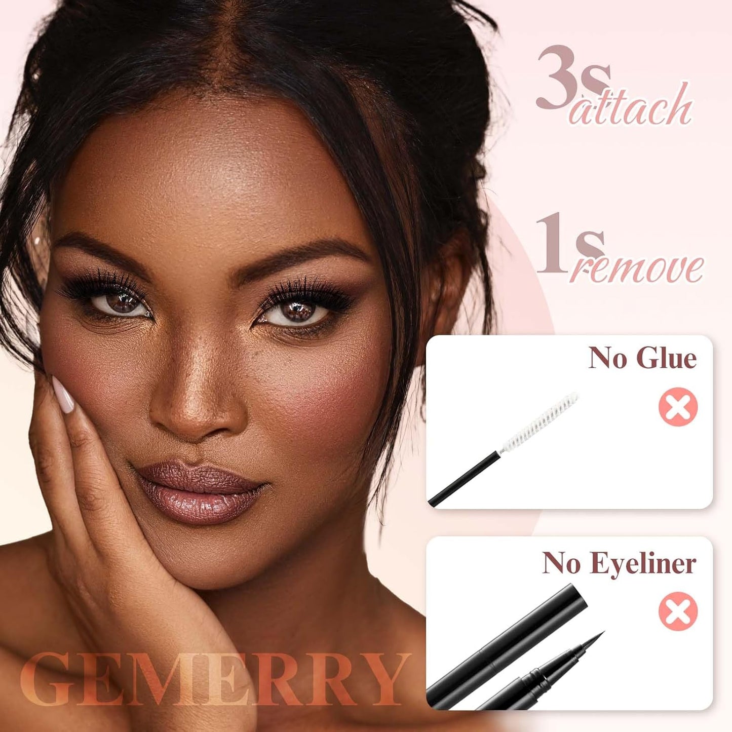 GEMERRY Magnetic Eyelashes with Applicator Magnetic Lashes Natural Look No Glue No Eyeliner Needed Soft Strip Lashes