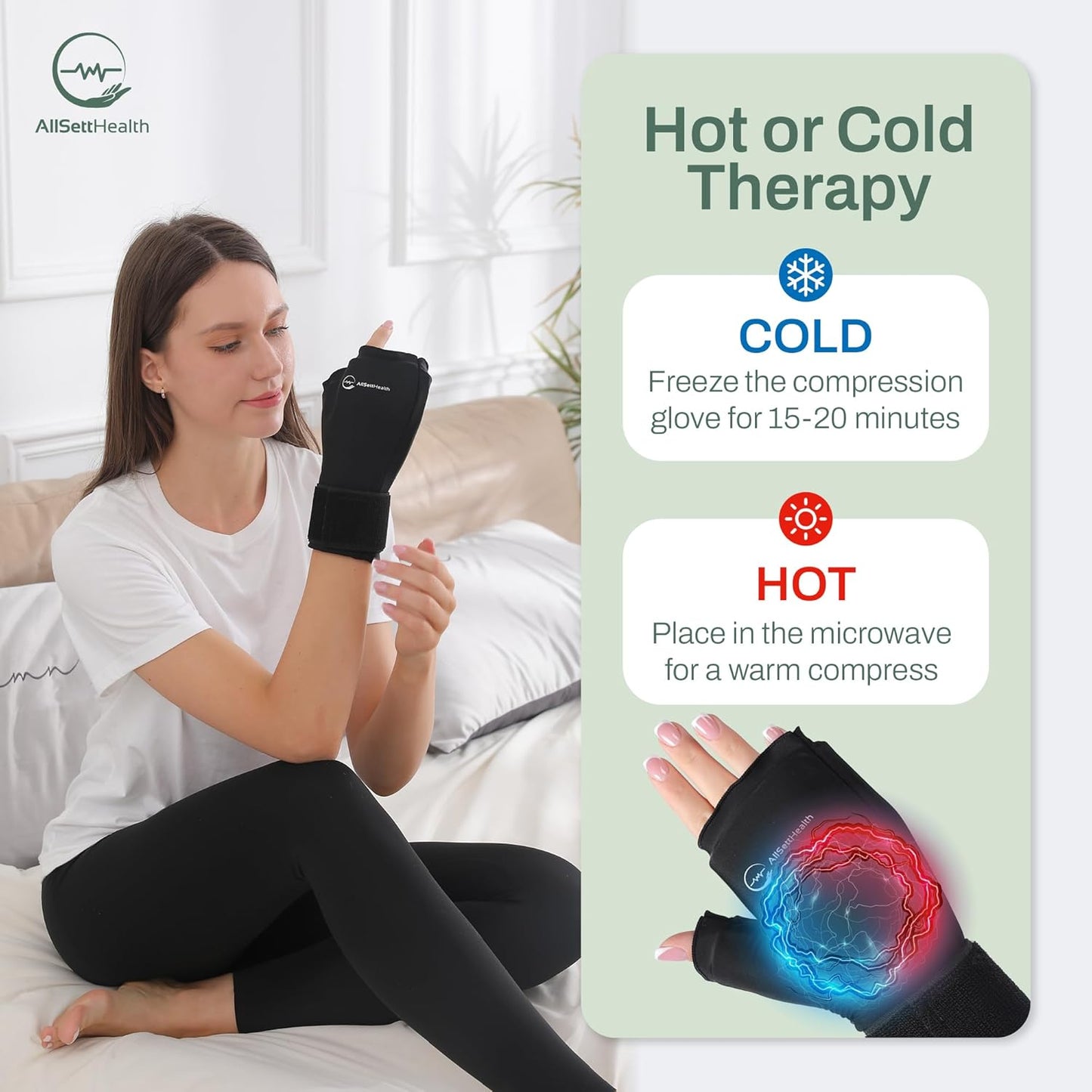 Wrist Ice Pack Wrap - Hot and Cold Gel Thumb & Hand Ice Pack Glove for Arthritis Relief | Microwavable & Freezer Safe, Dual Therapy for Carpal Tunnel, Tendonitis, Swelling, Targeted Relief for Hand