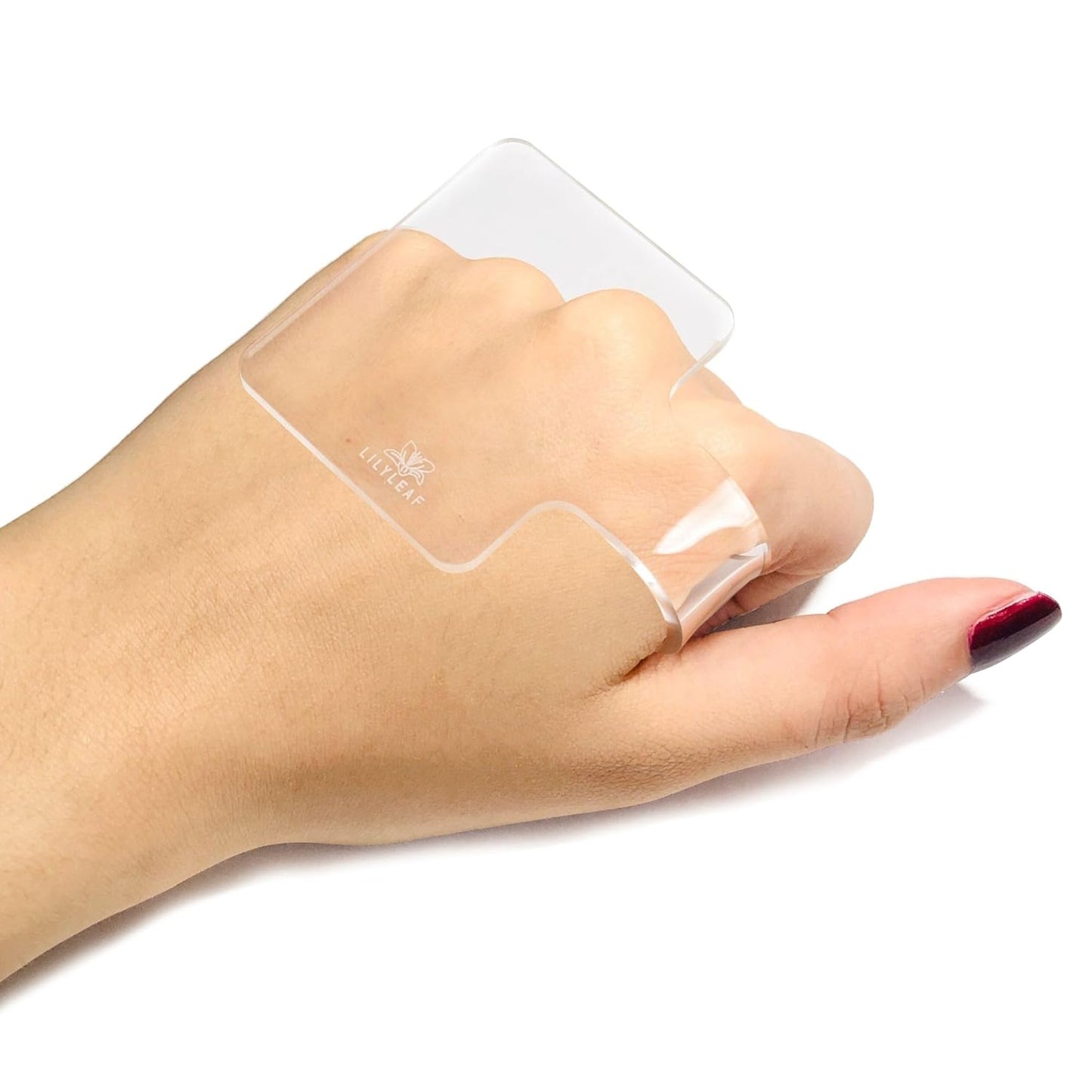 LilyLeaf Handheld Makeup Mixing Palette - Transparent Hand Tray for Mixing Foundation - Clear Acrylic Blending Plate for Makeup Lovers and Professionals with Cute Storage Bag (M)