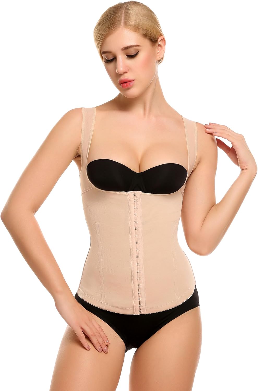 Evanhome Women's Waist Trainer Cincher Underbust Corset Vest Steel Boned Hourglass Body Shaper With Hooks S-4XL
