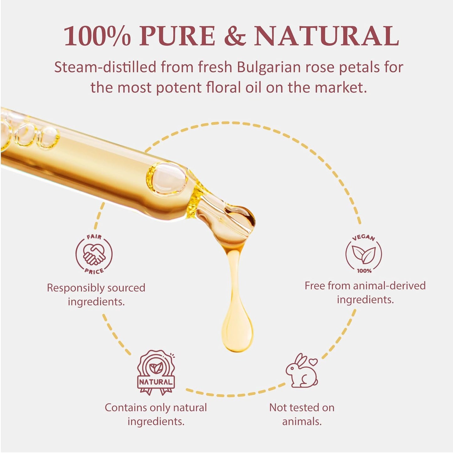 Era of Nature Bulgarian Rose Essential Oil - 100% Pure Rose Oil for Skincare, Hair, Diffusers & DIY Projects. Rich, Skin Care Body, Face and Stretch Marks Removal Cleanser, Perfume Oil - 1oz