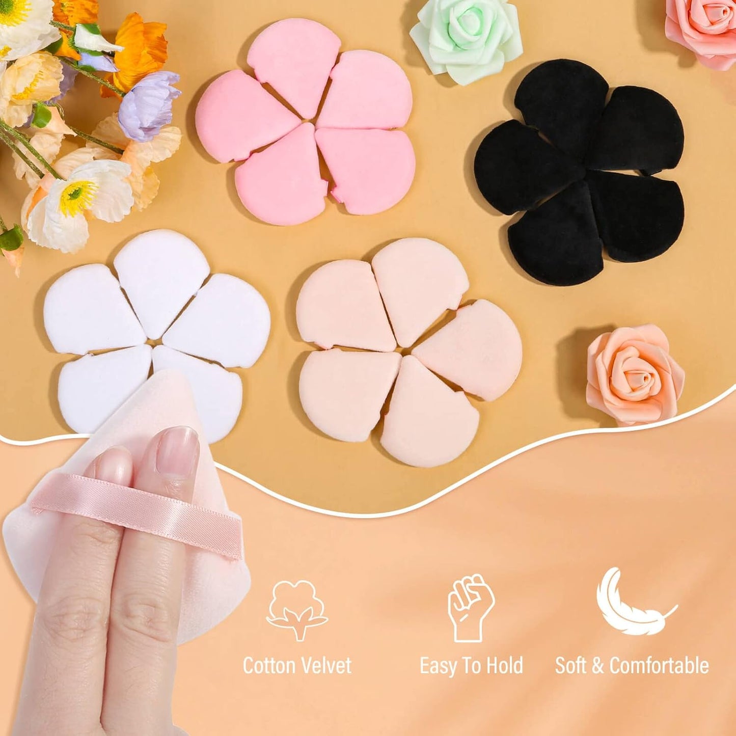 20pcs Triangle Powder Puff, Setting Powder Puff for Make Up, Face Puff Pads for Loose Powder and Press Powder, Makeup Sponge Powder Applicator for Face and Eye