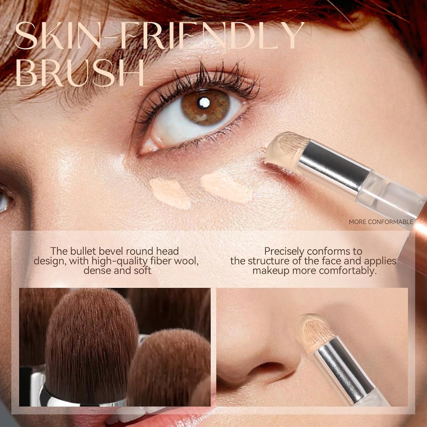 Foundation Makeup,Soft Beige Full Coverage Foundation Makeup（Built-in brush）Vegan & Cruelty-Free-Oil Control Flawless Concealer Cover Facial,Natural Blemish Face Makeup(04#)