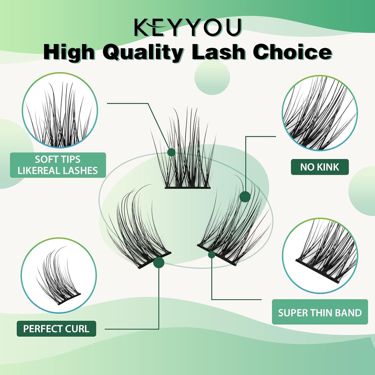 Lash Clusters 96pcs Individual Lashes D Curl 14mm Eyelash Clusters KEYYOU Volume Wispy Lash Extension Soft&Comfortable Easy DIY at Home(Y15,D-14mm)