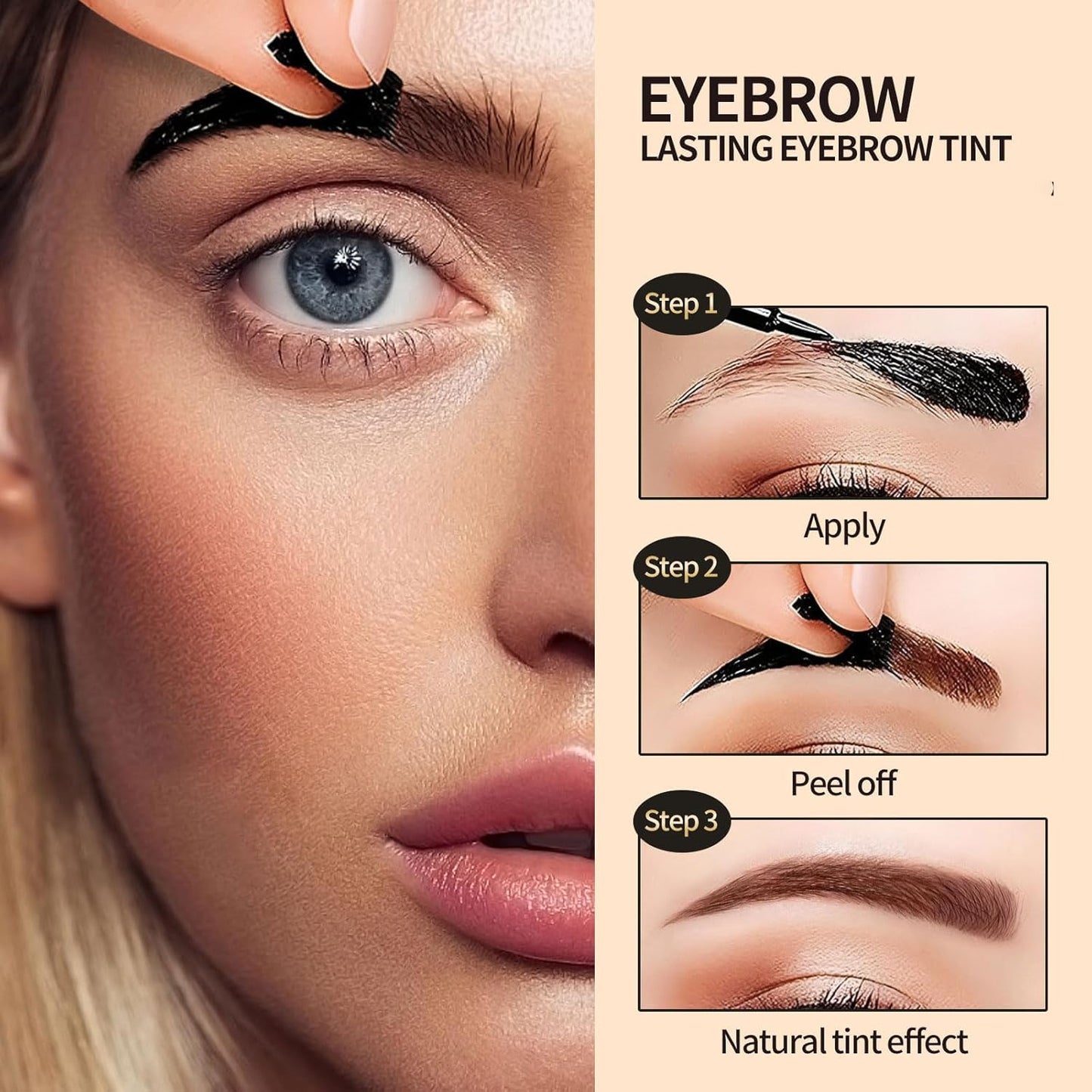 Tattoo Eyebrow Gel Easy Peel Off, Peel Off Eyebrow Tint, Easy Peel off Eyebrow Gel, Peel Off Eyebrow Tint, Waterproof & Sweatproof for All Skin Types (#1 Light Brown + #2 Medium Brown)