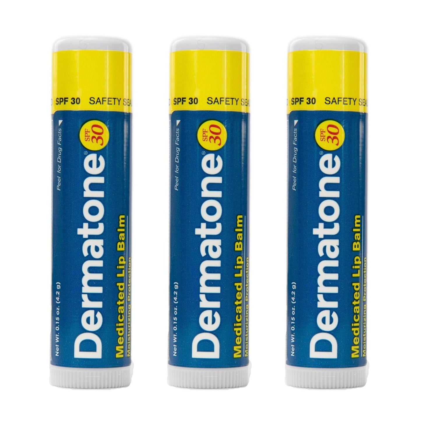 Dermatone Original Lip Balm | Medicated & Moisturizing | Cocoa Butter, Aloe, Vitamin E | Soothe & Heal Chapped Lips | SPF30 | 3-Pack, 0.15oz sticks