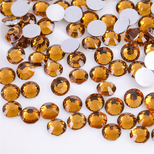 1000 Pieces SS20 5mm Flatback Rhinestones Clear Glass Round Gems Crystals for Nail Art DIY Crafts Clothes Shoes Bags （Yellow Coffee）