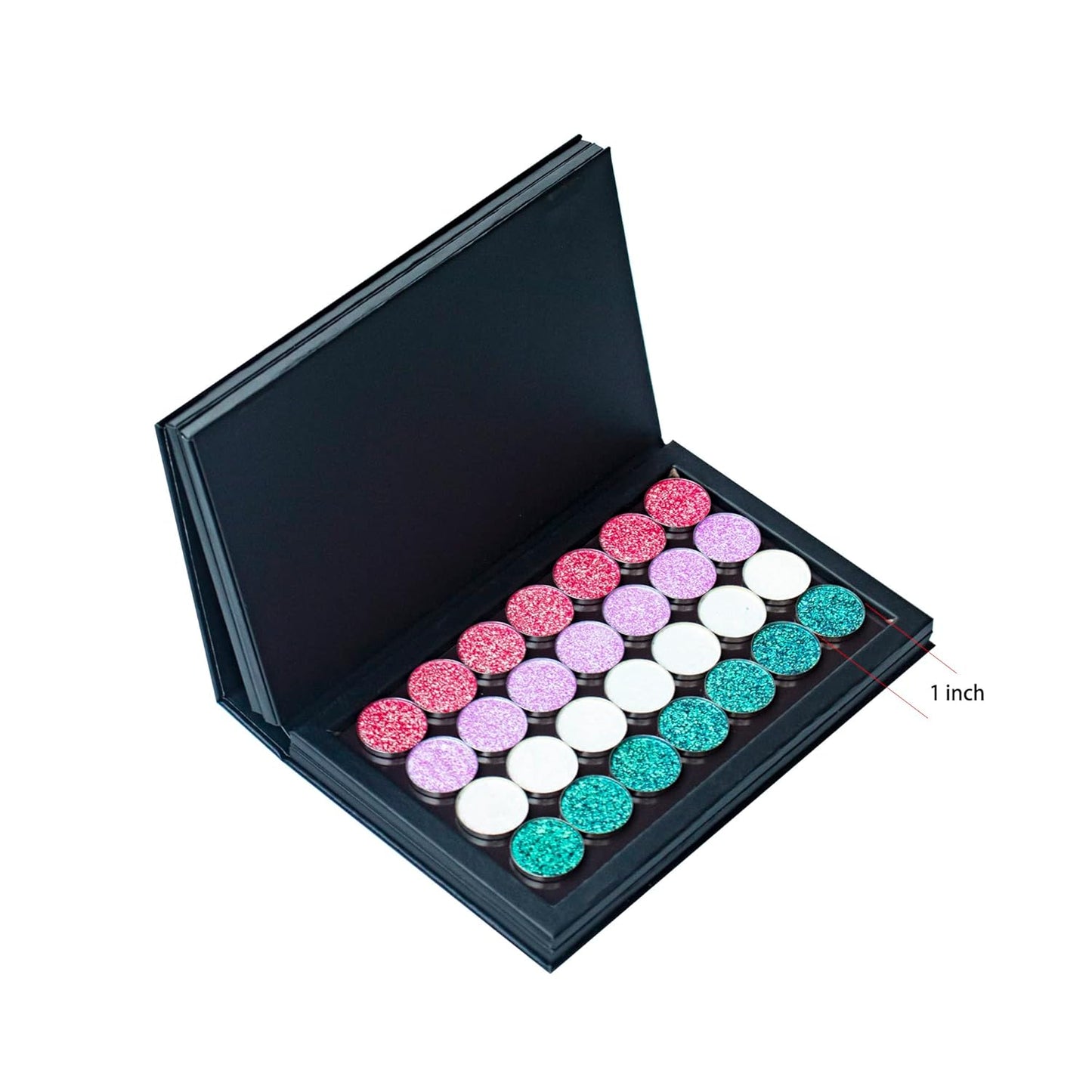 4 layers Empty magnetic Book Shaped palette （Black PU leather surface）with Depotting Spatula and 100 piece Metal Stickers