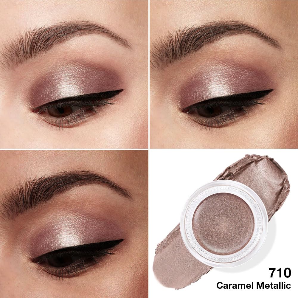 Kaely Single Cream Eyeshadow Pot, Caramel Metallic Eye Shadow for Older Women High Pigmented Waterproof, Natural Eyeshadow Palette Makeup Brightener, sombras en crema para ojos, Blendable, 710