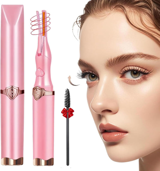 Heated Eyelash Curler, 2-in-1 Clip-Type Design, 3 Temperature Modes, USB Rechargeable Electric Eyelash Curler, Natural Curling 24H Long-Lasting Curl, Gift for Women & Girls, Light Pink DA
