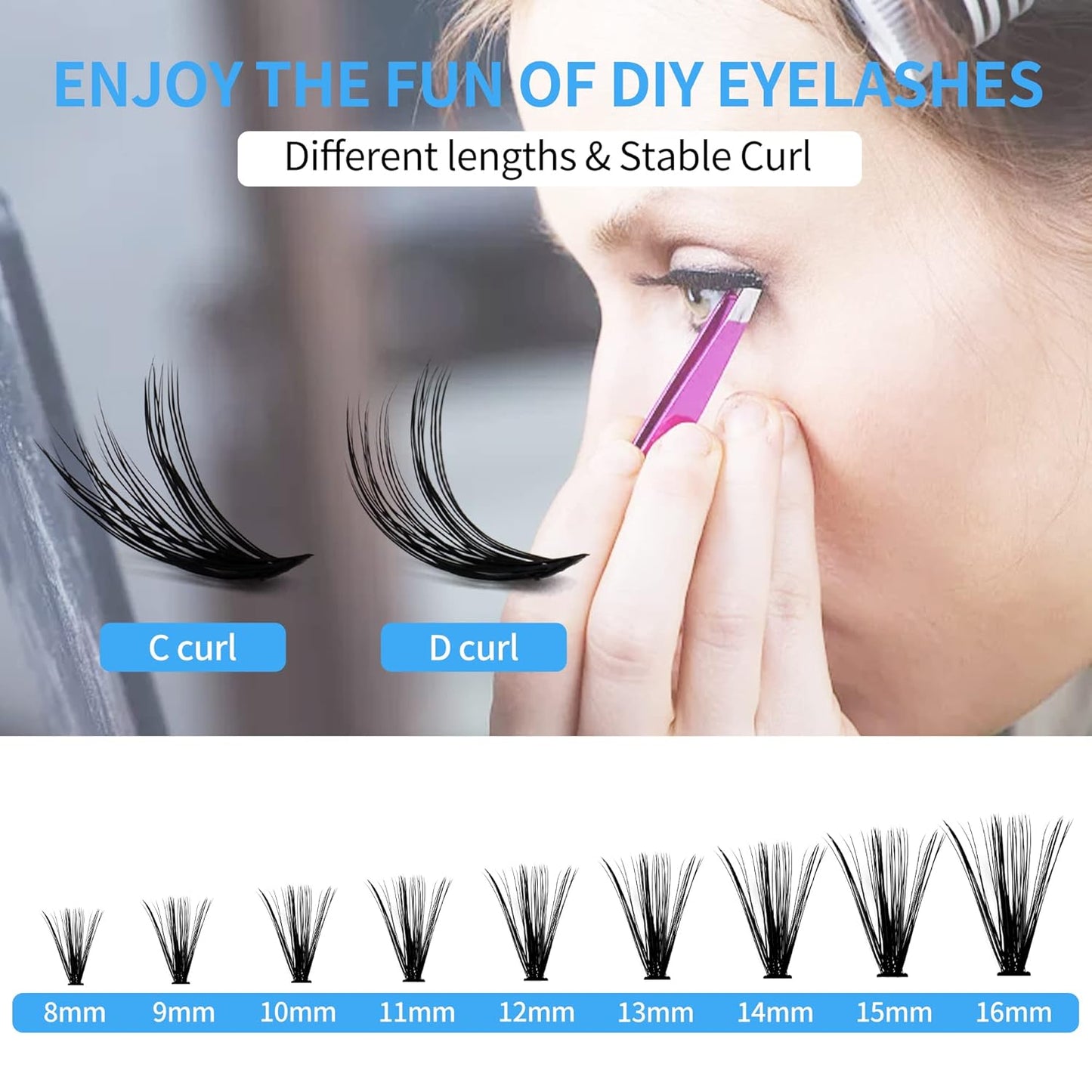 Individual Lashes GEMERRY 280pcs Large Tray 0.07mm Lash Clusters 30D 8-16 MIX D Curl Cluster Lashes Soft &Natural Individual Lashes Cluster Reusable DIY Eyelash Extensions