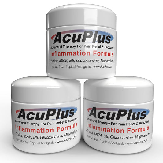 AcuPlus - Advanced Pain Relief Topical Anti Inflammatory Cream to Soothe Muscle & Joint Pain - Arthritis, Bursitis, & Tendonitis - Fast-Acting Formula with Natural Ingredients - 4 oz. each, Pack of 3