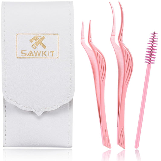 Eyelash Applicator Tool 3-pcs Lash Applicator Tool Set with Eyelash Extension Tweezers, Brush – Professional Eye Lash Applicator Tools for DIY Eyelash Extensions, Cluster Lashes