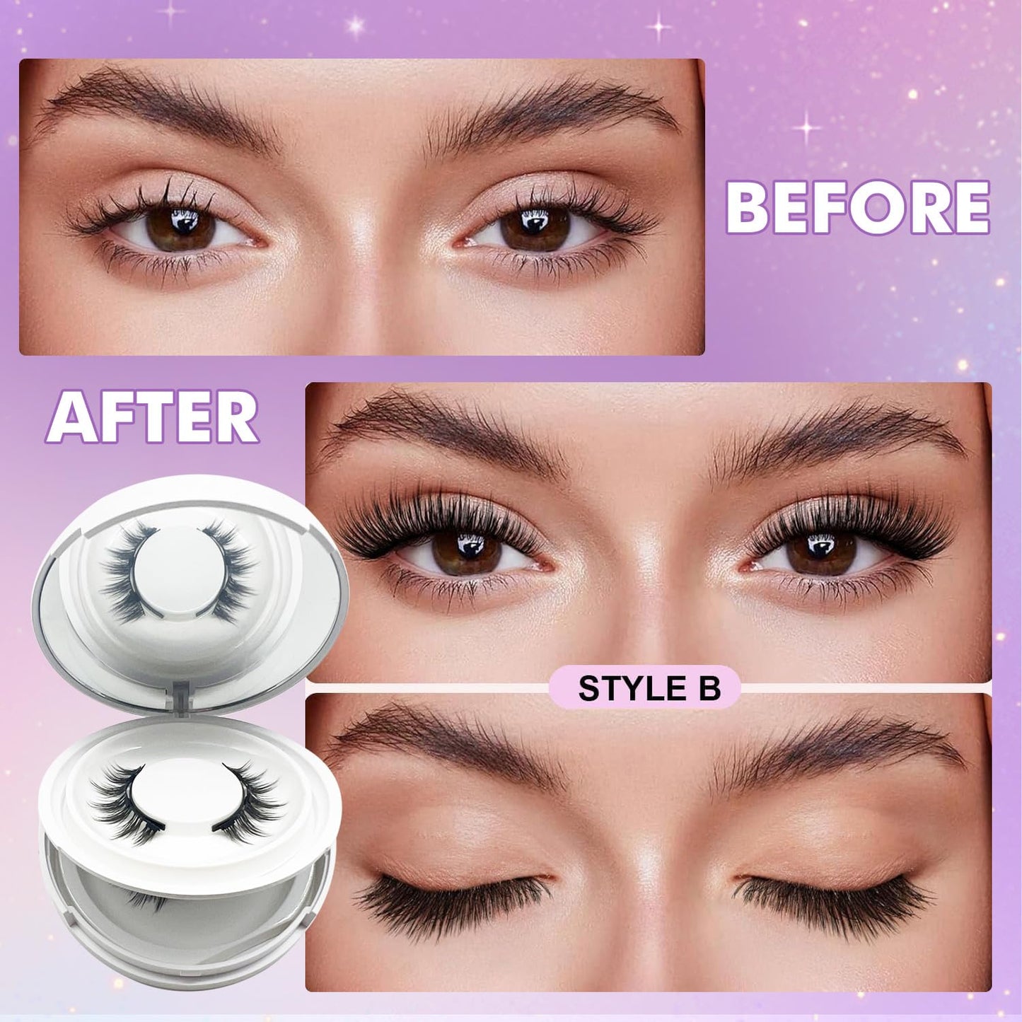 Elara Craft Magnetic Eyelashes with Applicator, Magnetic Eyelashes Natural Look,Reusable Magnet Lashes No Glue Needed Soft Lashes Kit(Fuller+Fuller)