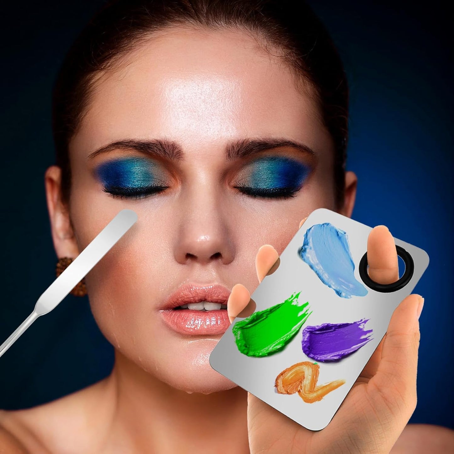 Foundation Spatula Set - Stainless Steel Makeup Mixing Palette with Korean Makeup patula Portable Makeup Palette Mixer for Mixing Foundation Eye Shadow Eyelash Nail Art