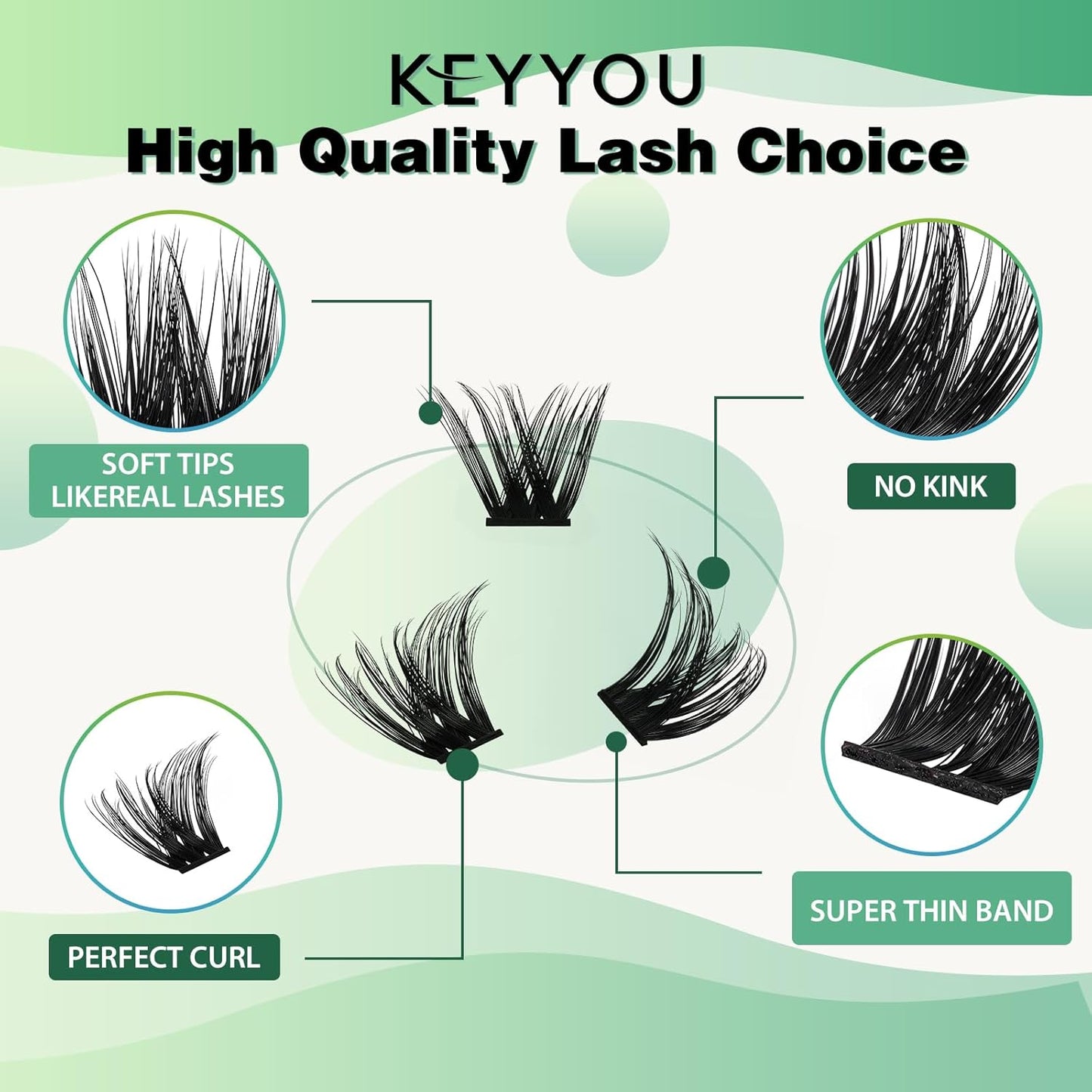 Lash Clusters,96 Pcs Cluster Lashes D Curl 10mm DIY Lash Extensions Eyelash Clusters,KEYYOU Volume Wispy Individual Lashes Soft&Comfortable Easy DIY at Home(Y07,D-10mm)