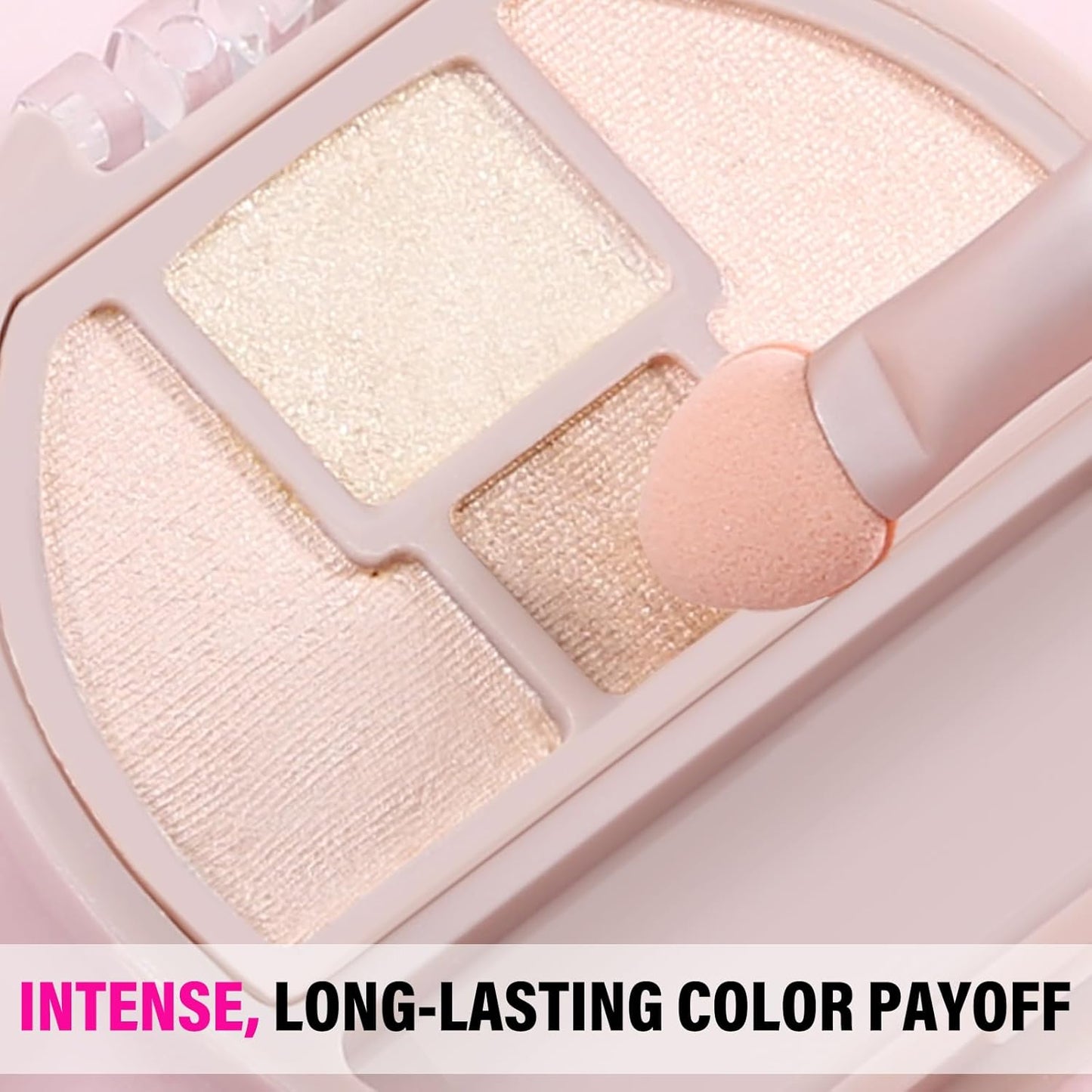 Boobeen 4-Color Makeup Palette, Highly Pigmented Glitter Eyeshadow Contour Palette with Smudger, Multi-purpose Face Makeup Palette for Eye/Face/Highlighter, Creates Shimmer Finishes, Long-lasting