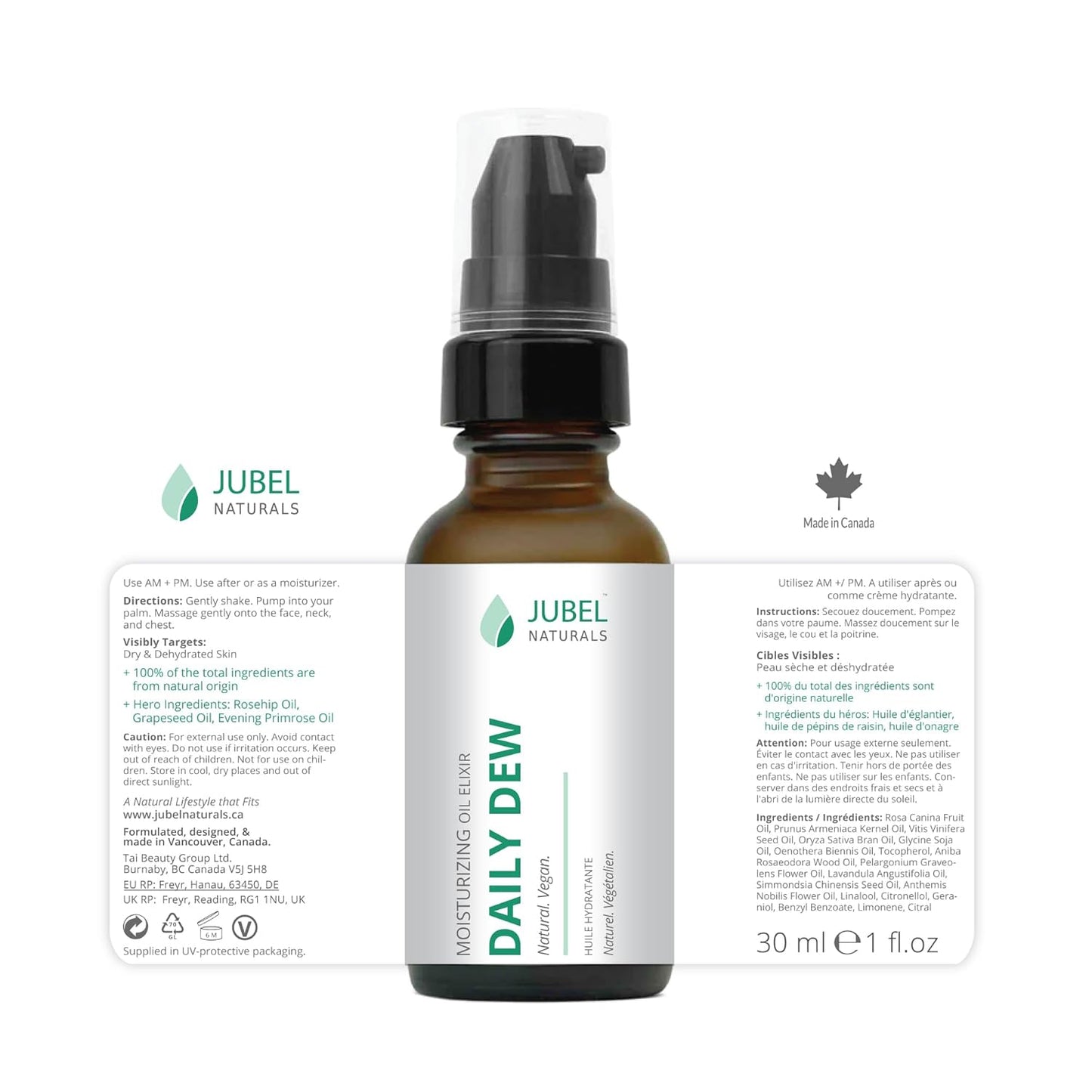 Facial Oil Blend with Rosehip Oil + Vitamin E + Primrose Oil + Grapeseed, Face Moisturizer to Prevent Wrinkles, Face Serum, 100% Natural Skin Care, Vegan, 1 fl.oz | 30ml