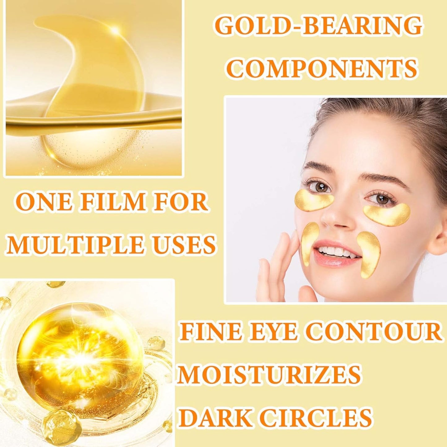 30 Pairs Gold Eye Mask,Under Eye Patches for Dark Circles and Puffiness,Reduces Eye Bags and Smoothes Frownies,Improves Eye Skin Elasticity,Eye Treatment Patches,Skin Care Products