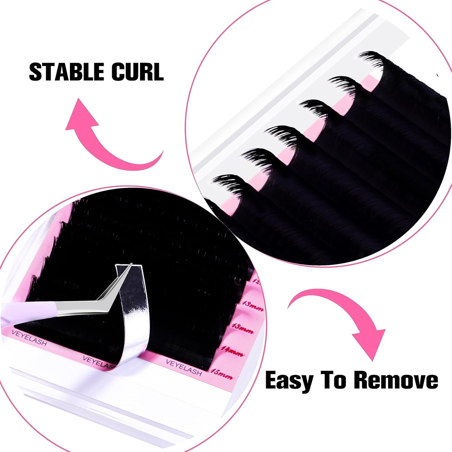 VEYES INC Cashmere Smart Fan Lash Extensions 0.03 0.05 0.07 C/CC/D Curl 8-20mm Mixed & Single Length, Super Matte Black Volume Lashes, Professional Supplies for Lash Techs (0.03 C 16mm)