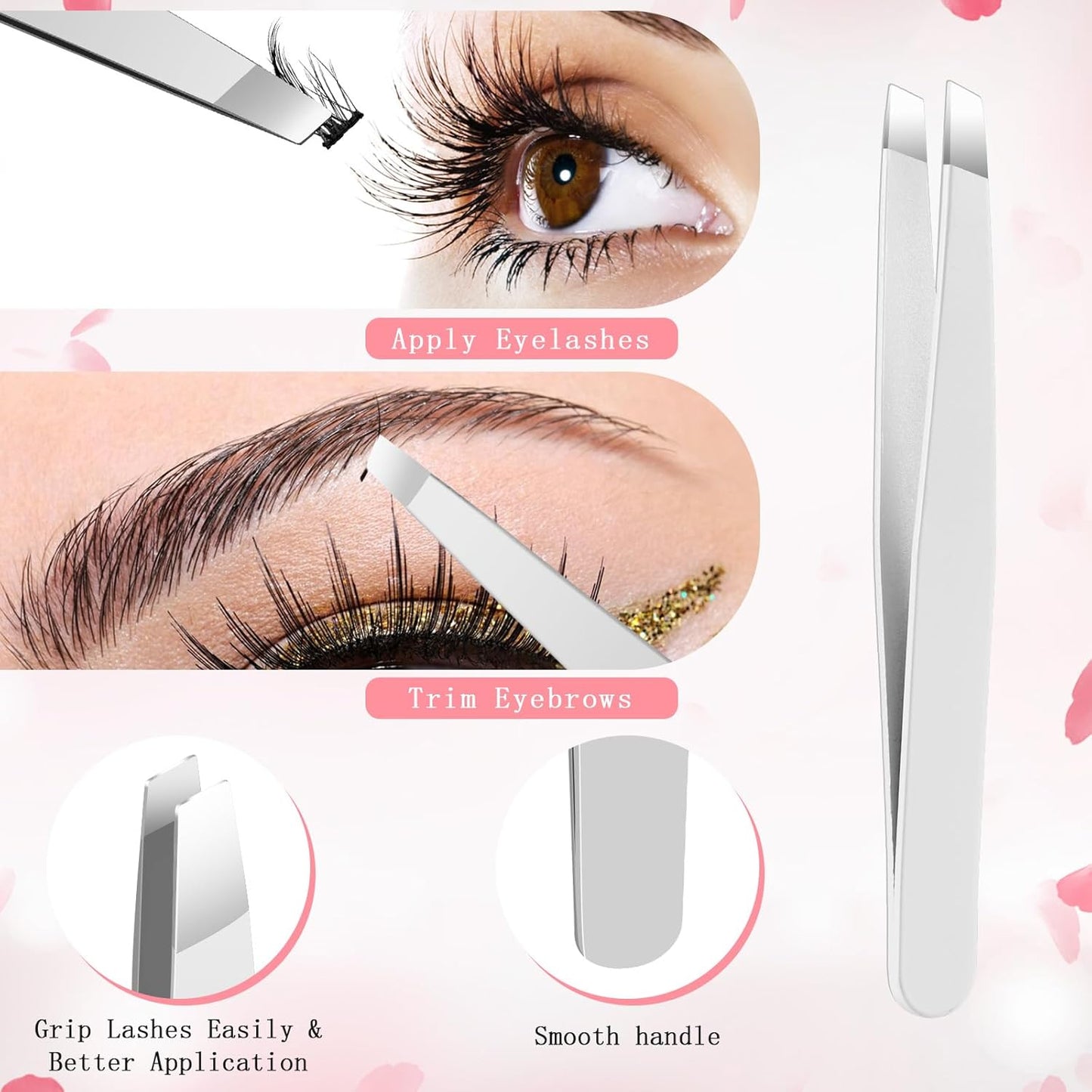 Eyelash Applicator Tool – 5-in-1 Lash Applicator Tool Set with Eyelash Extension Tweezers, Scissors, Brush – Professional Eye Lash Applicator Tools for DIY Eyelash Extensions, Cluster Lashes