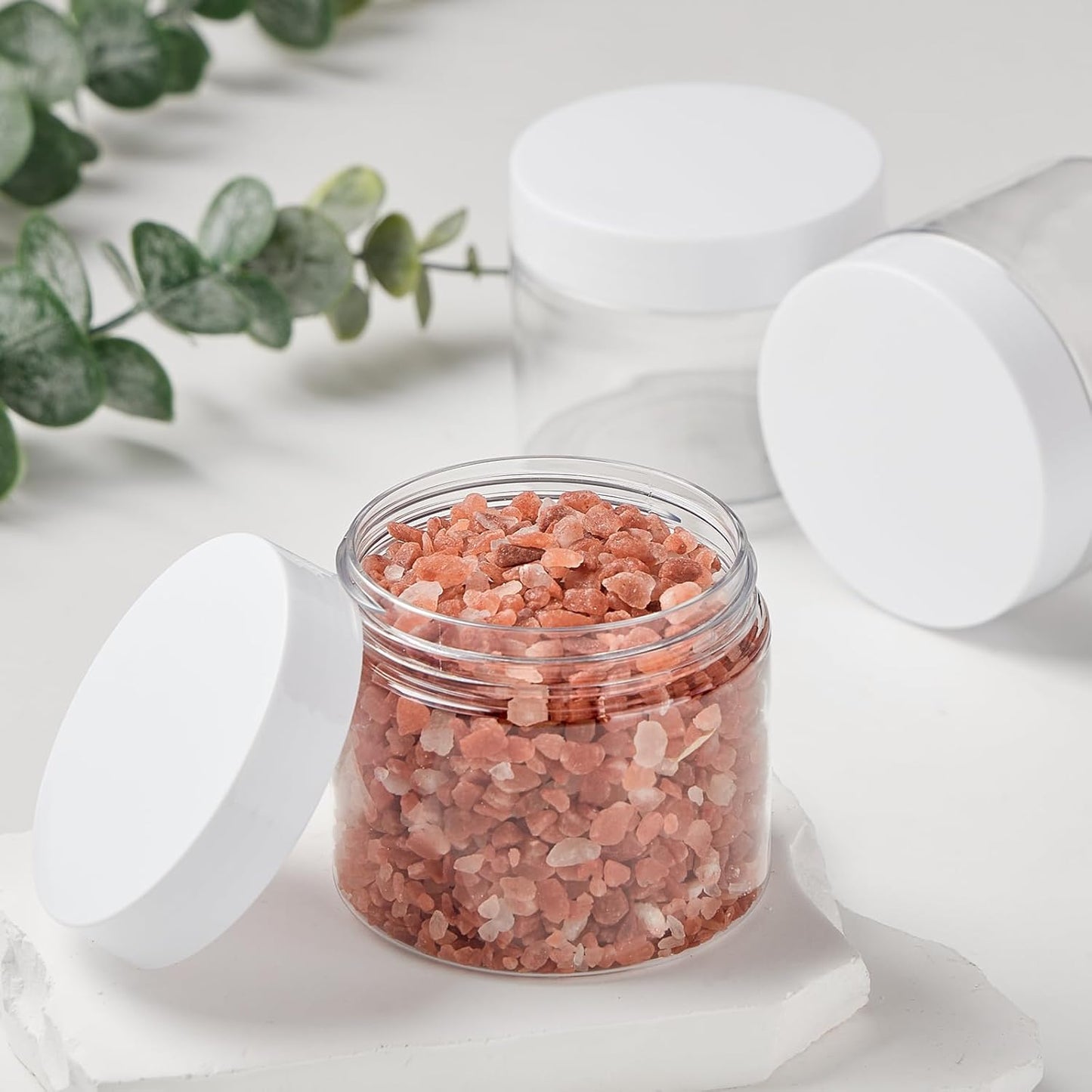 TUZAZO 48 Pack 6 Oz Plastic Container Jars with Lids and Labels BPA Free, Empty Round Clear Cosmetic Containers Plastic Slime Jars for Lotion, Cream, Ointments, Body Butter, Travel Storage (48)