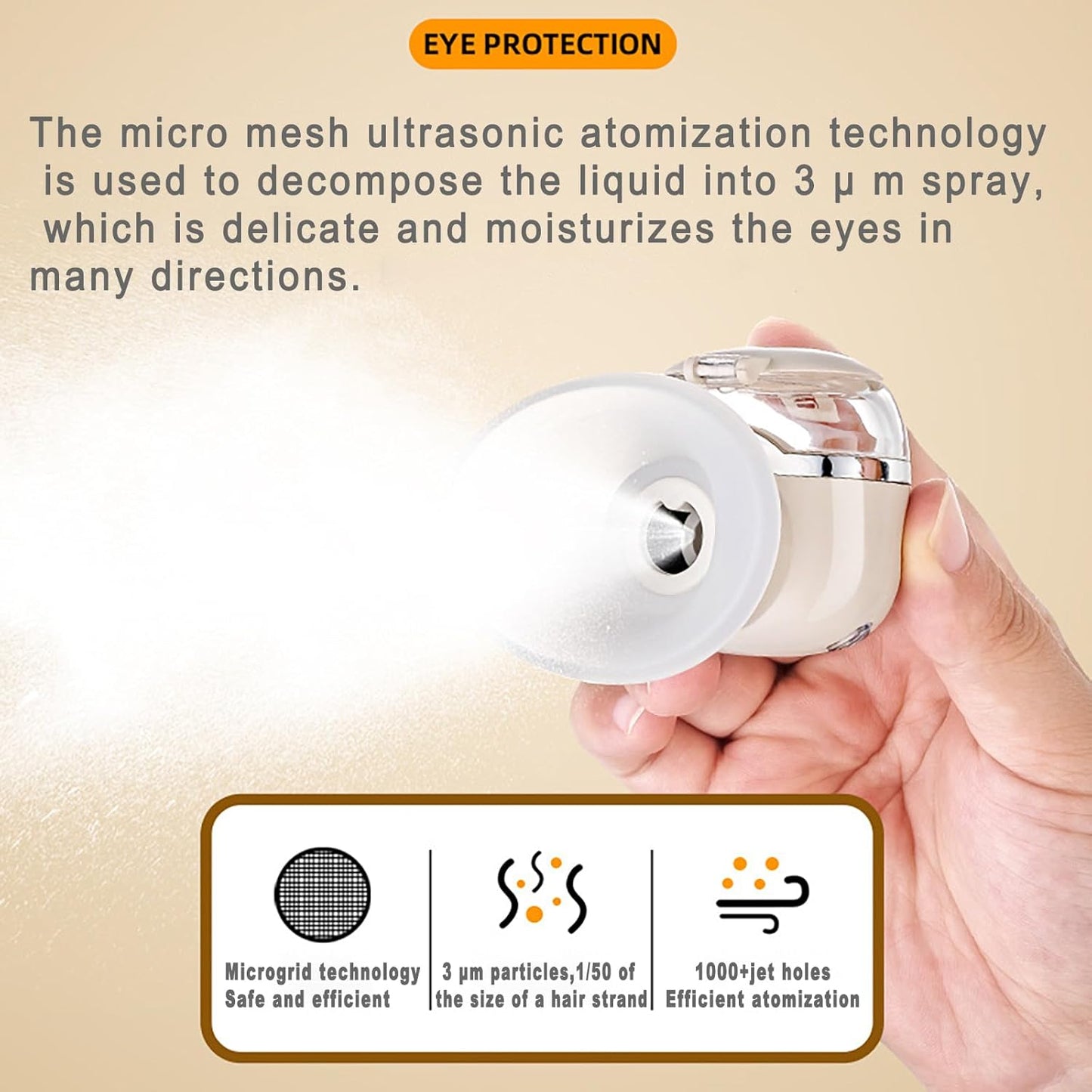 Eye Heated Nano Mist Spraye Portable Warm Compress Eyes Mister for Eyelid,Eye Skin SPA Eye Steam Relief Dry Eyes and Stye Mini Eye Drops Tool