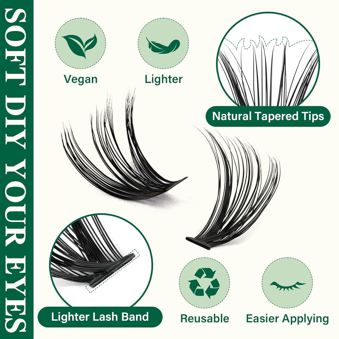 KEYYOU Lash Extension Kit DIY 300Pcs Lash Clusters Eyelash Extension Kit 40D C Curl 9-18MIX Lash Clusters Kit with Lash Glue Remover Applicator Easy to Use for Beginners(Kit,40D-C,9-18MIX)