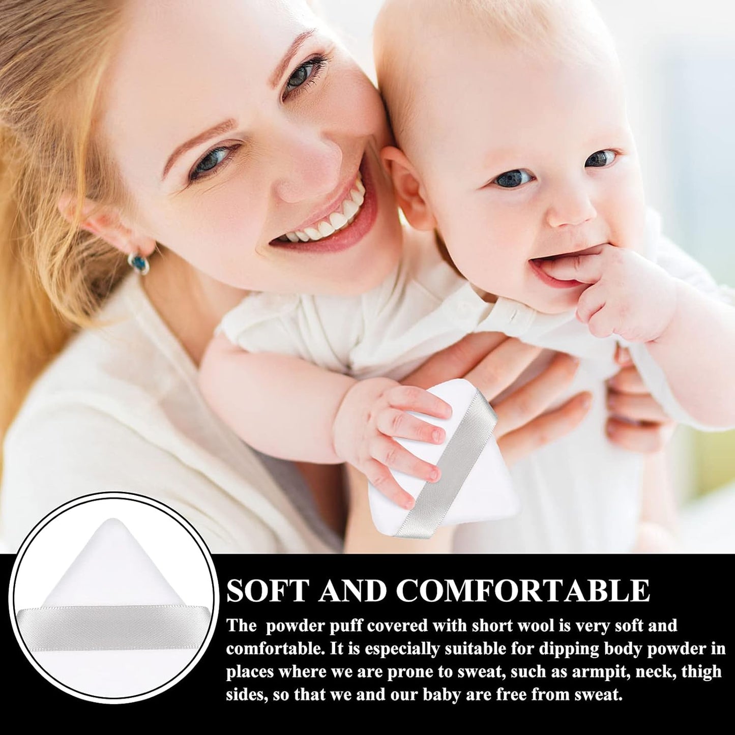 Maitys 12 Pieces Powder Puff Triangle Face Makeup Cosmetic for Loose Powder Soft Body Washable Reusable Foundation Sponge Mineral Wet Dry Makeup Tool for Women(Small,White)