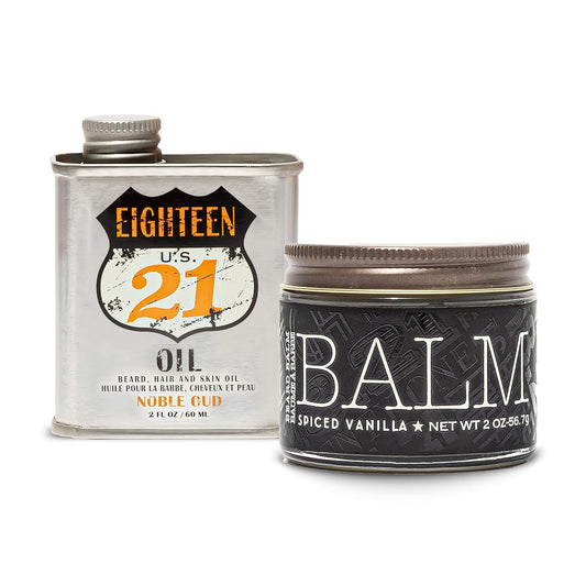 18.21 Man Made Nouble Oud Beard Oil & Beard Balm 2-Set Bundle, All Hair & Skin Types for Men, Strengthens and Moisturizes in a Manly Aroma