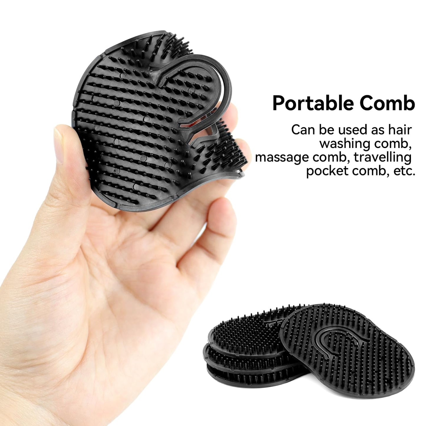 Pocket Palm Combs, Massager Hair Brush Comb Palm Combs for Men Beard Brush, Black pocket brush (10 Pcs Finger Type)