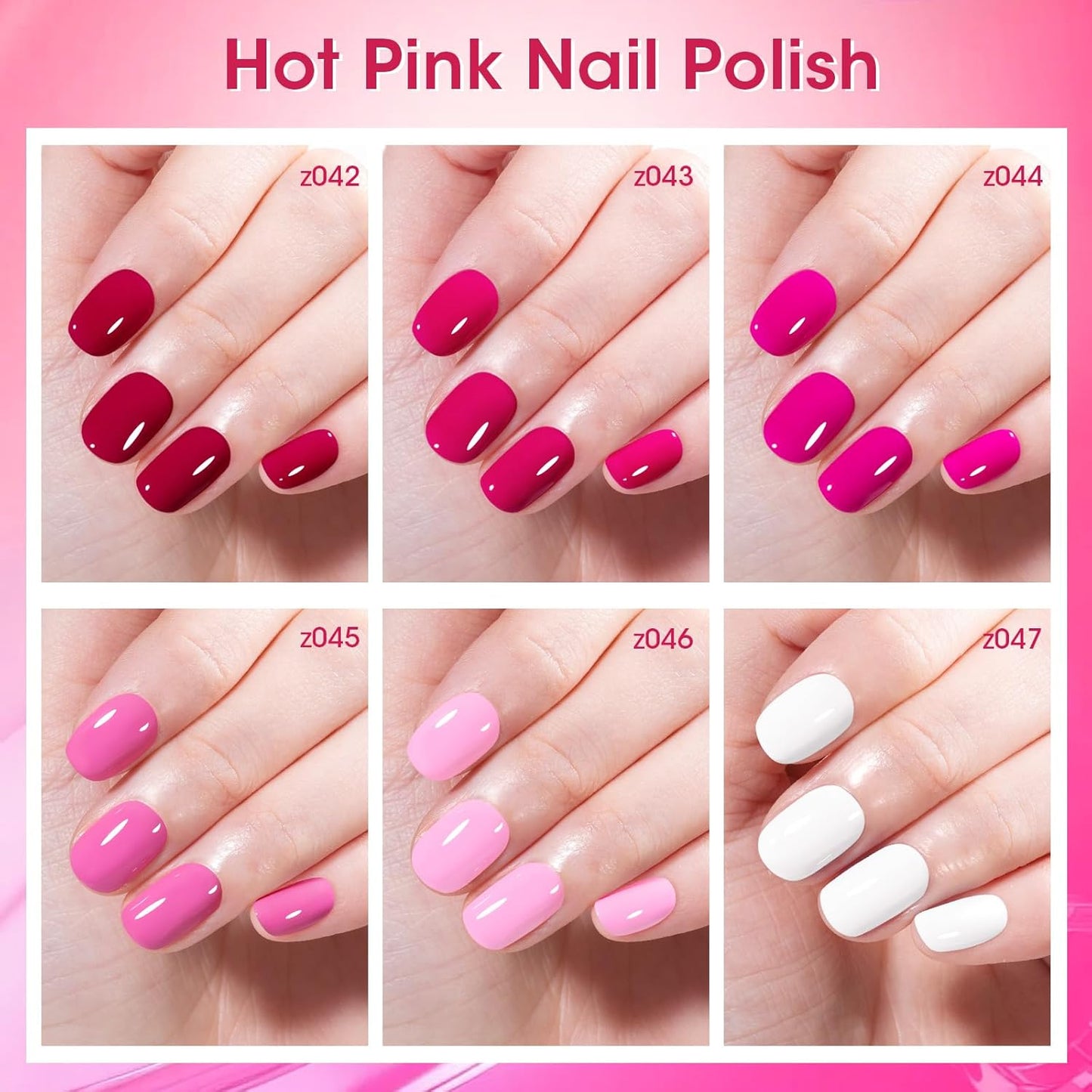 GELLEN Hot Pink Nail Polish, Pinkish Purple Natural Traditional Regular Nail Polish Quick Air Dry 6-Set For Acrylic Natural Nails Toes Home Salon, Non UV Gel, Chip Resistant, Hema Free, Toxin Free