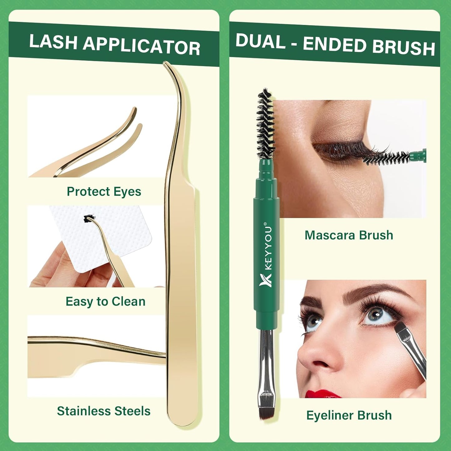 DIY Lash Extension Kit KEYYOU 144pcs Lash Clusters Eyelash Extension Kit with Mascara Brush Bond and Seal Lash Glue Remover Lash Applicators Lash Brush for DIY Lash Extensions (Y04 Kit)