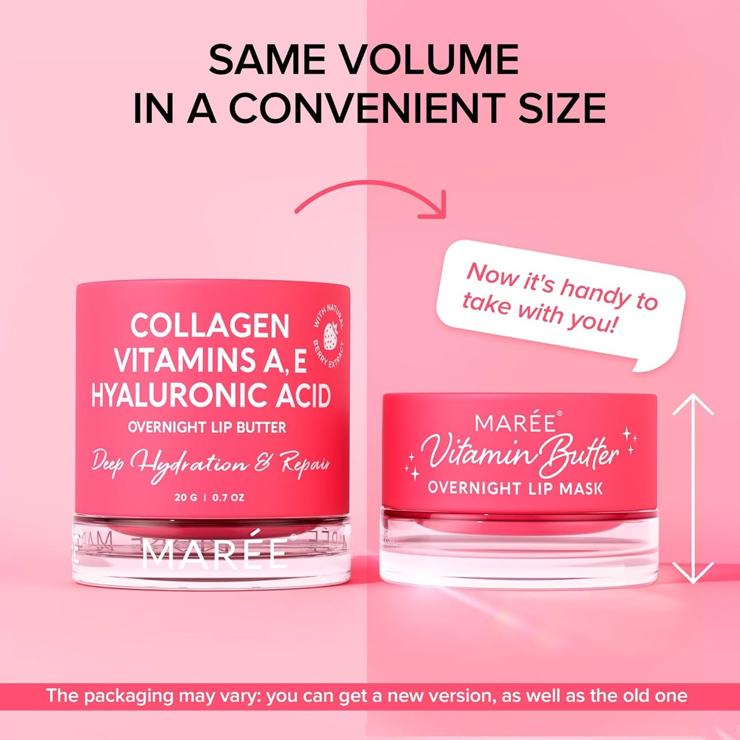 MAREE Lip Moisturizer - Lip Mask Overnight 2 Pack - Moisturizing Lips Butter Balm with Hyaluronic Acid - Lip Sleeping Mask - Lip Moisturizer For Very Dry Lips Care - Hidratante de Labios Care Products