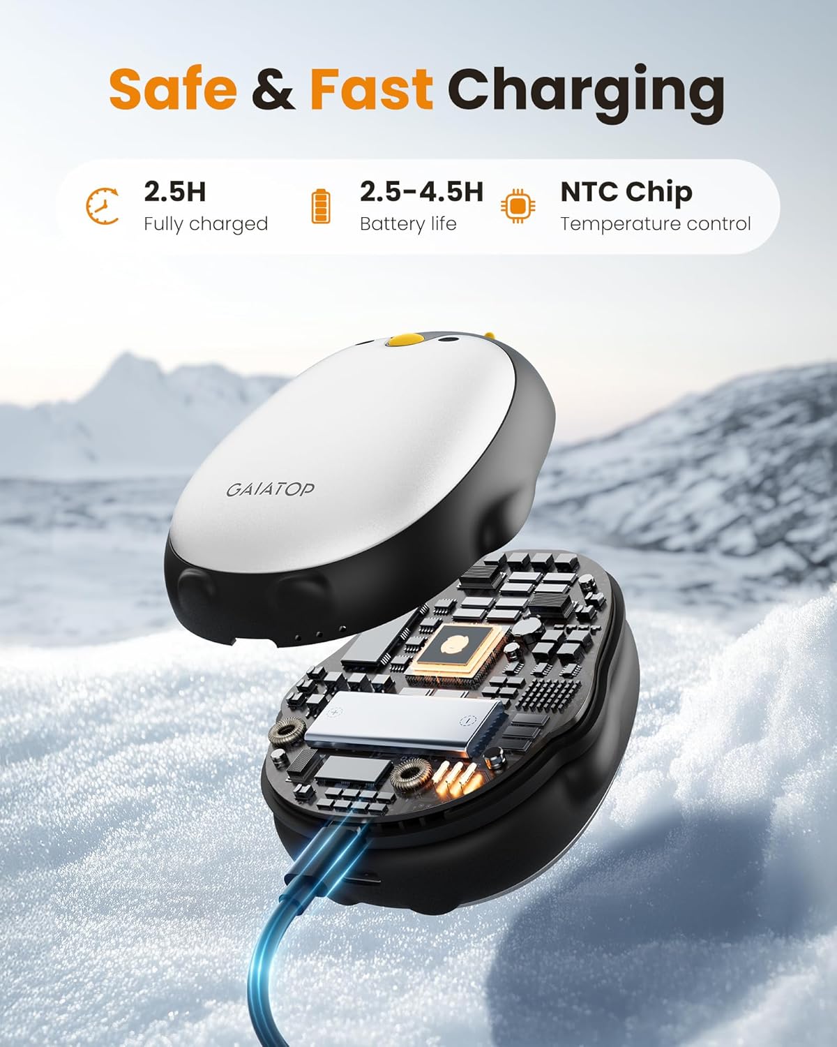 Gaiatop Magnetic Hand Warmers Rechargeable 2 Pack, 3 Settings Pocket-Sized Cute Penguin, Fast Hot Hands Reusable Portable Electric Heater for Camping Hunting Golf, Gifts for Women Men