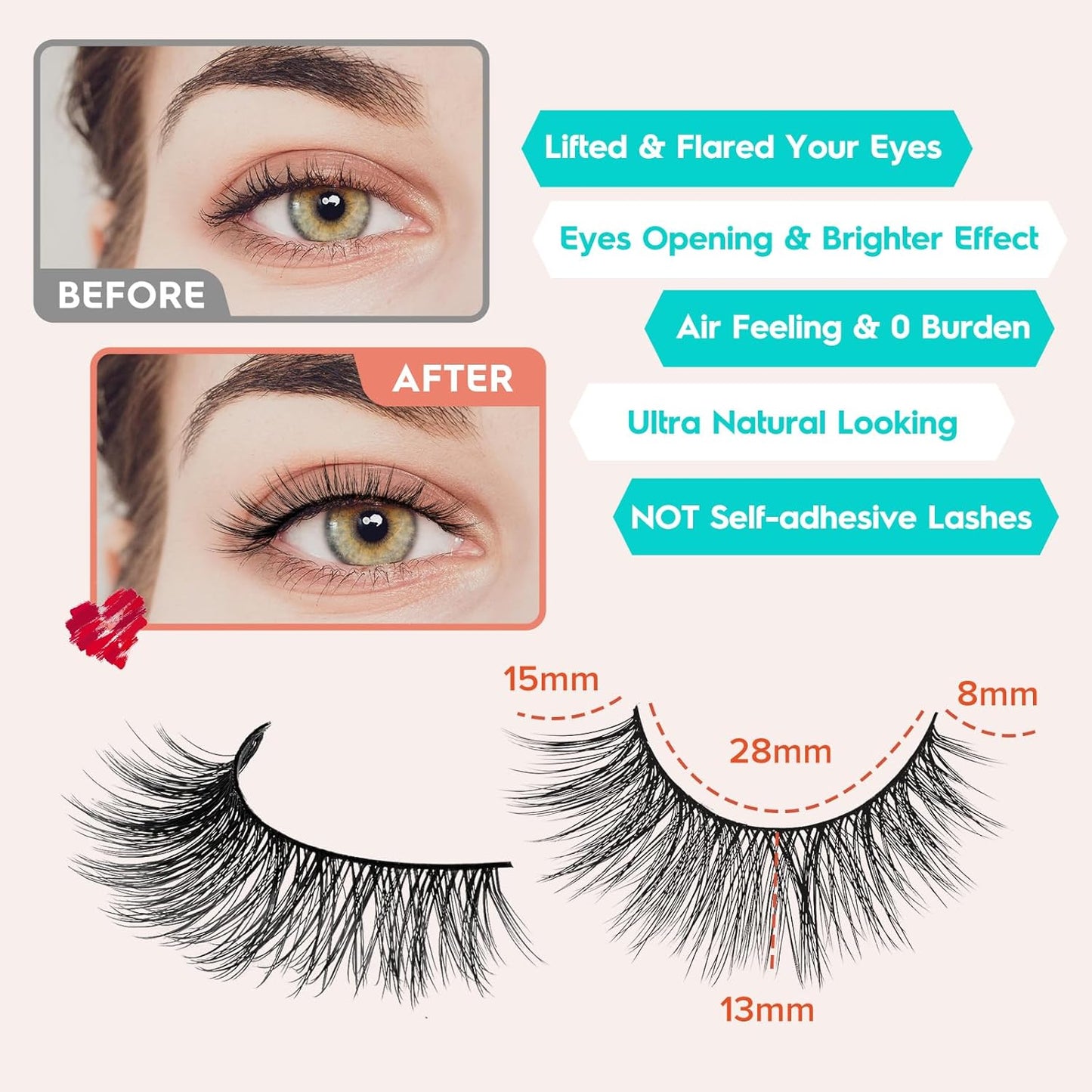 Lashes Cat Eye 15mm False Eyelashes Natural Lashes Strips Thin Band Wispy Lash Pack 3D Volume Fake Eyelash Curly 7 Pair Siligli