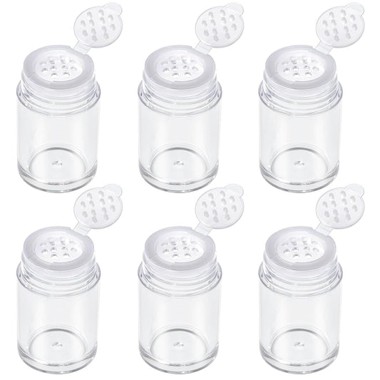 RAYNAG 6 Pieces Mini Empty Loose Powder Bottle Travel Cosmetic Glitter Powder Eye Shadow Shaker Bottle with Sifter and Lids (12 holes)