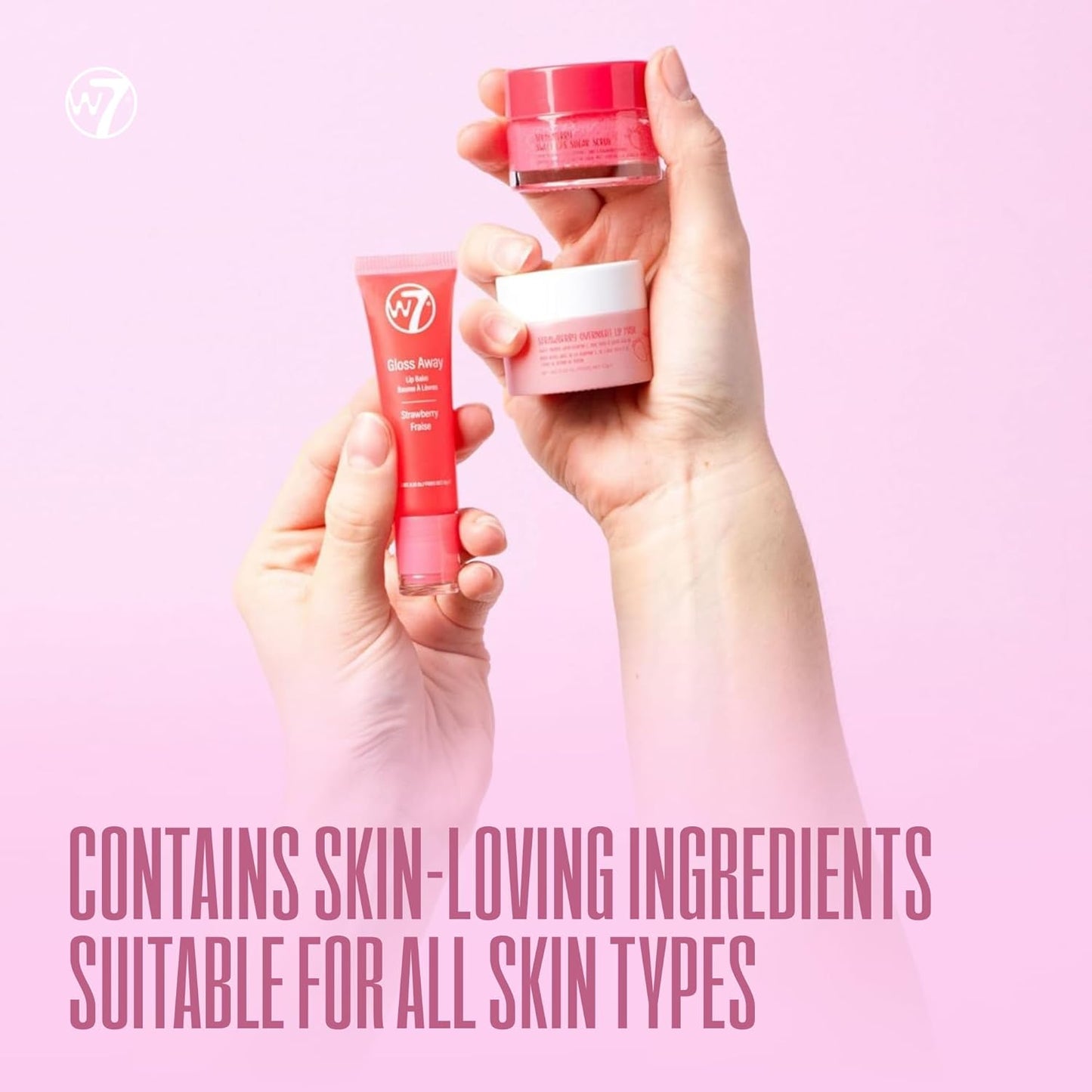 W7 Sweet Dreams Lip Care Gift Set - Overnight Mask, Balm & Scrub - Strawberry