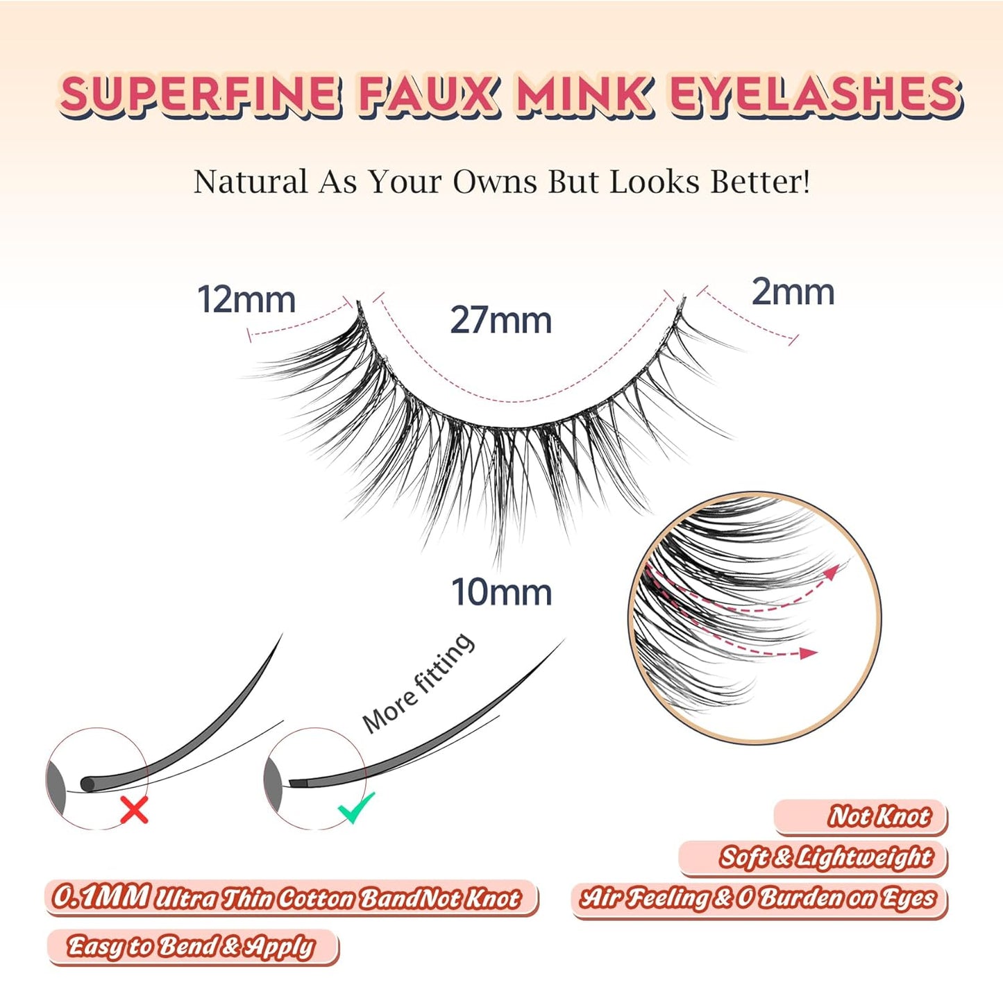 Natural Lashes Wispy Eyelashes Natural Look Short Lashes Pack 12mm Eyelashes C Curl False Lashes Thinner Band 3D Volume Fake Eyelashes 7 Pair Siligli