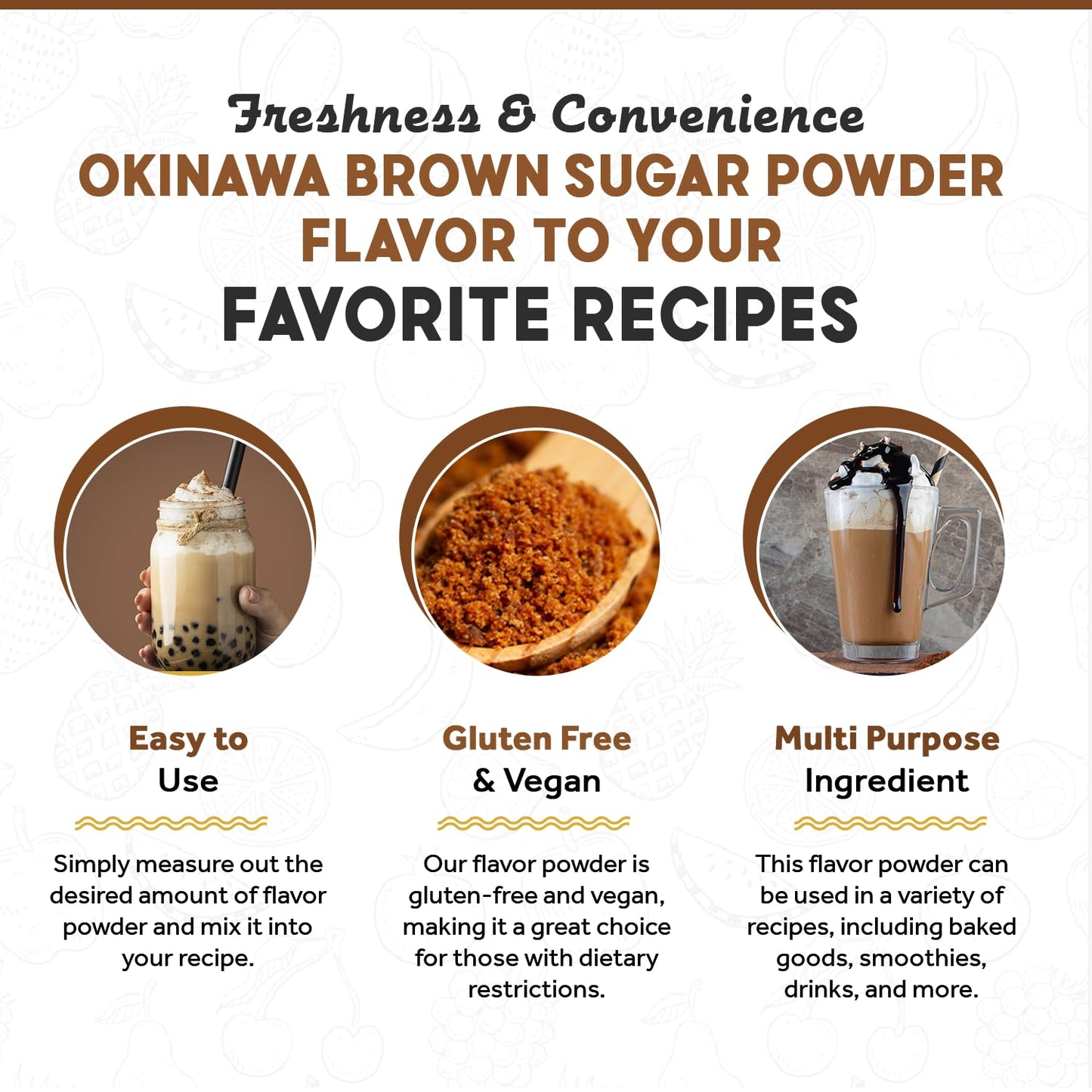 Fanale Premium Okinawa Brown Sugar Bubble Tea Flavoring Powder | Perfect for Baking, Smoothies, Desserts and Drinks | Instant Flavoring Powder for Boba Milk Tea - 2.2 Pounds (Pack of 20).