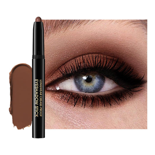 Eyeshadow Stick, Shimmer and Matte Cream Eye Shadow Brightener Sticks Eyeliner Pencil Crayon, Waterproof Long Lasting Eye Highlighter Stick Makeup,0.056 Oz(#2-Pecan)