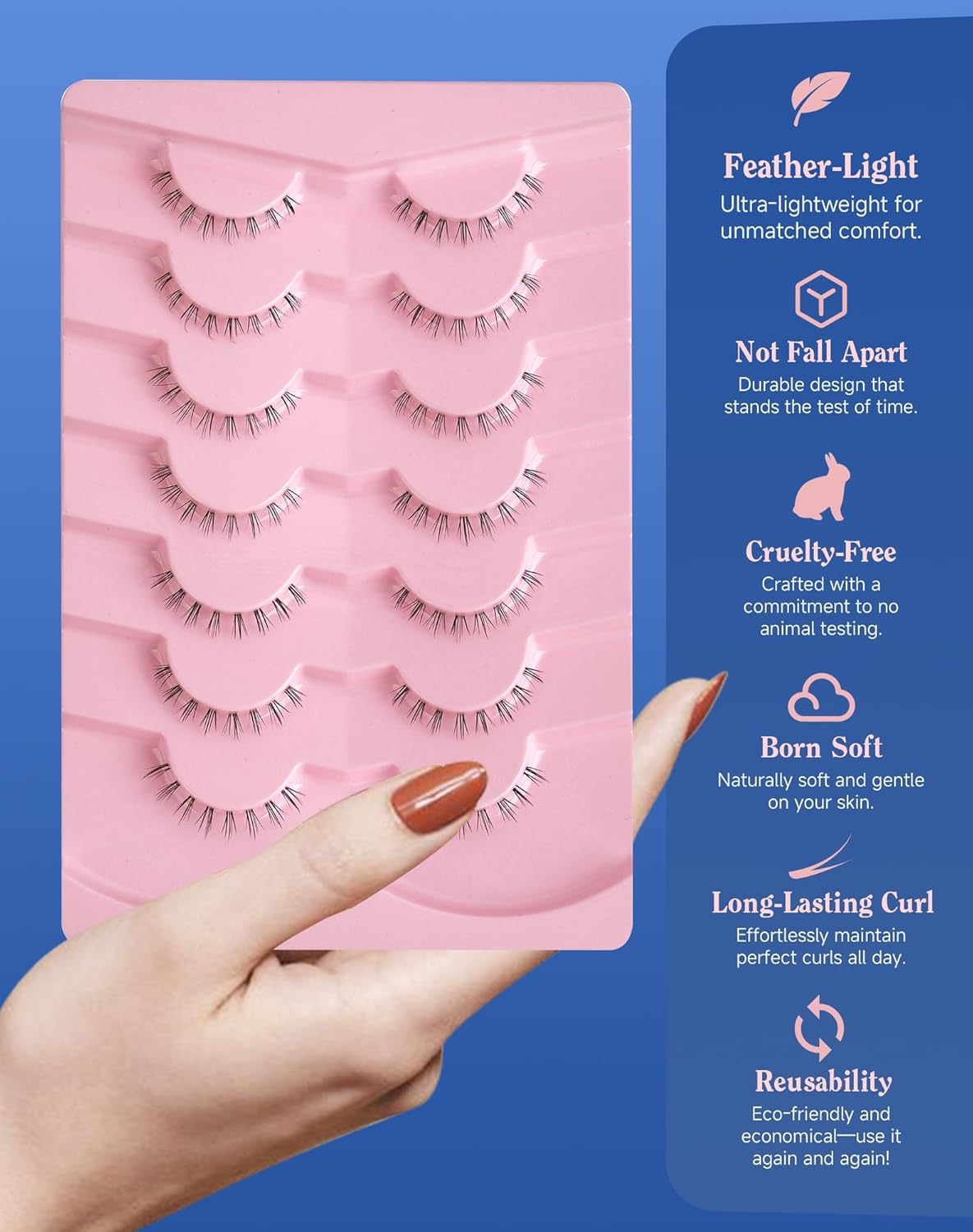 Bottom Lashes Natural Everyday Wispy Lashes Natural Look Flared Eyelashes False Lower Lashes Soft Fluffy Lashes False Eyelashes 7 Pairs B-1