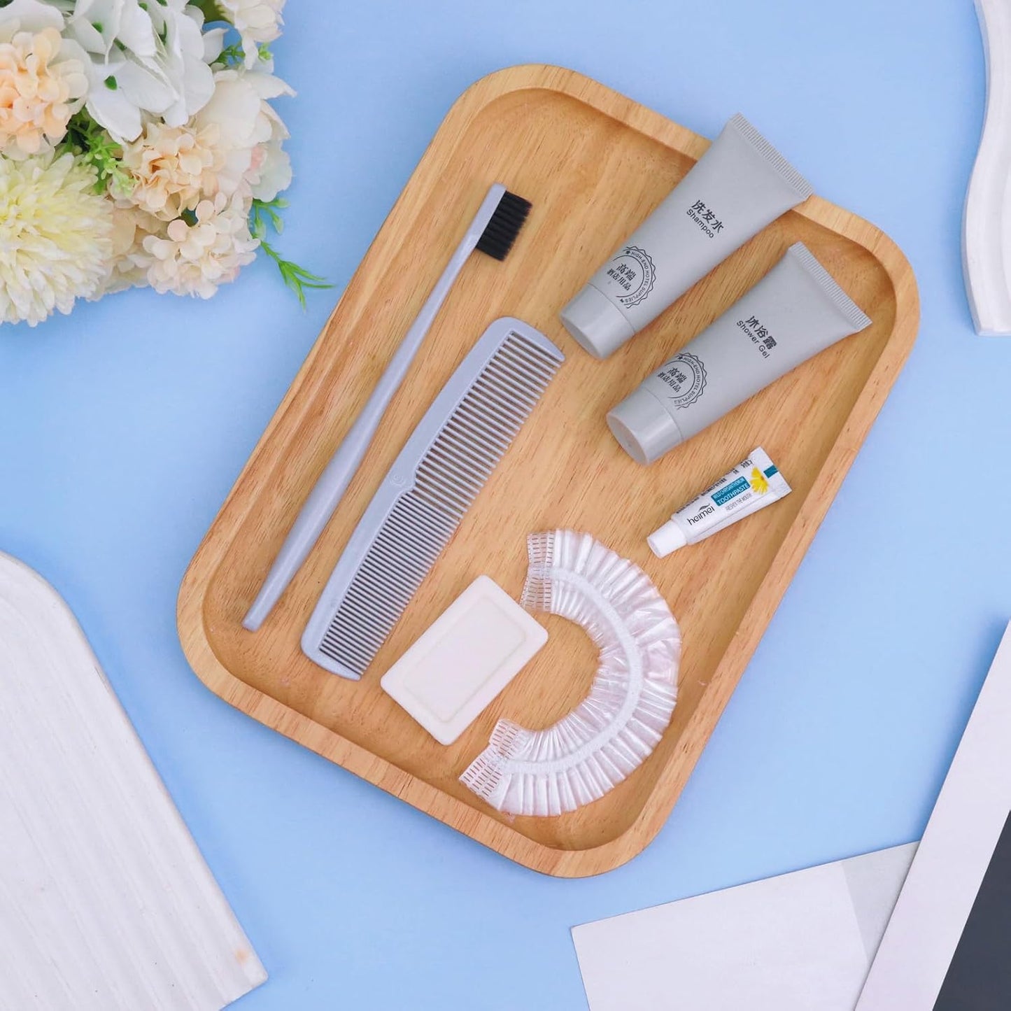 Hygiene Kit, Hygiene Kit Bulk, Travel Hygiene Kit With Toothbrush, Toothpaste, Comb, Shampoo, Shower Gel, Shower Cap And Soap, Individually Packed, Suitable For Hotel, Home, Travel (12 sets)