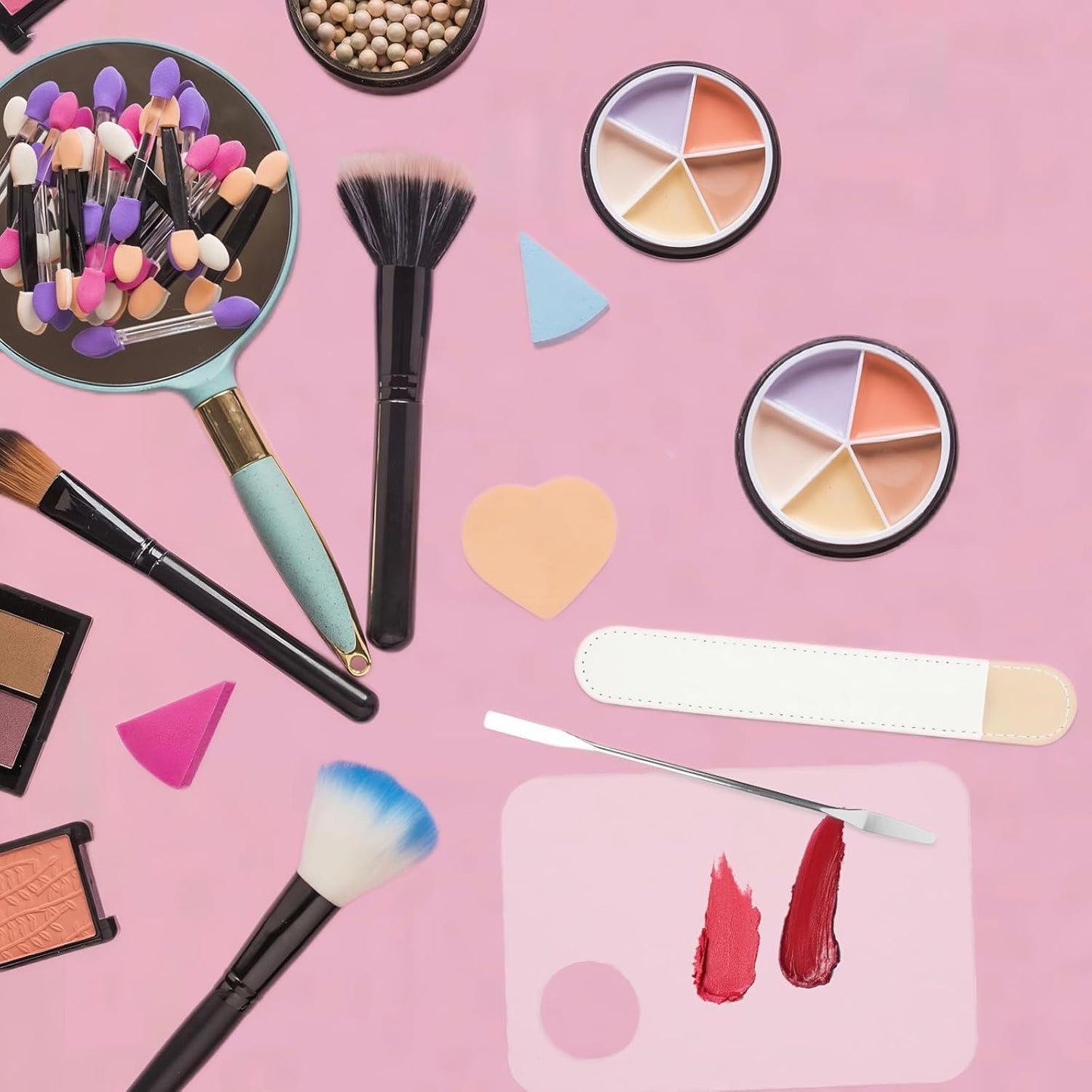 2 Pcs Acrylic Cosmetic Makeup Palette with 2 Pcs Makeup Spatula,Foundation Palette,Makeup Mixing Palette for Foundation Eye Shadow Lipsticks Nail Art