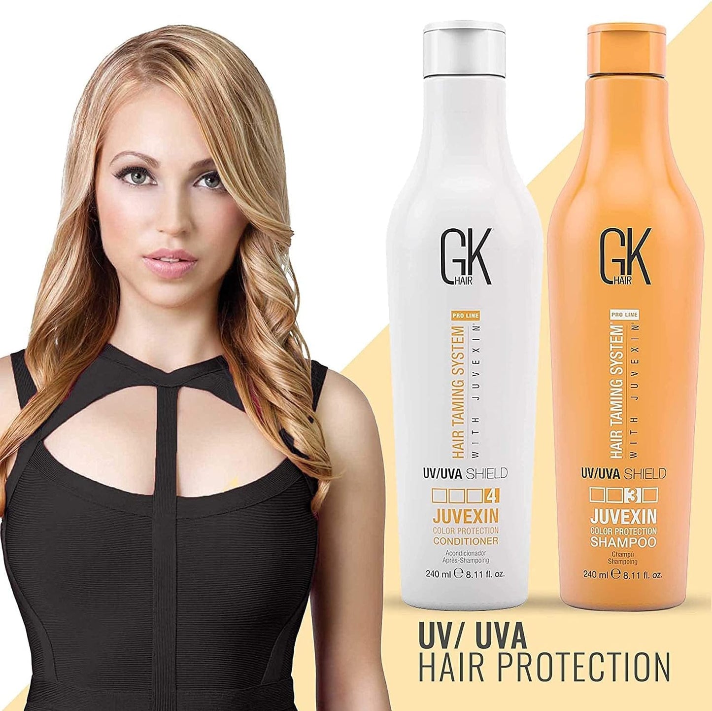 GK Hair Shield Shampoo and Conditioner – UV/UVA Protection for Color-Treated Hair – Hydrates, Prevents Fading and Split Ends – Anti-Frizz Formula for Softer, Stronger Hair