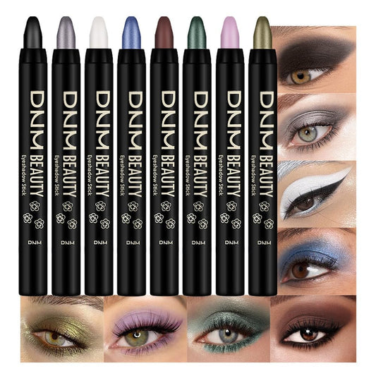 evpct 8Pcs Cream Eyeshadow Stick Set for Women, Black White Lavender Purple Matte Blue Chocolate Emrald Green Grey Shimmer, Silky Matte Shimmer Eyeshadow Applicator Sticks Eye Makeup sombras para ojos