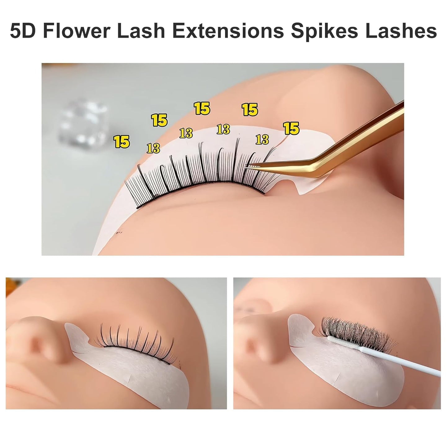 5D Flower Lash Extensions Spikes Lashes 0.07 Matte Black C Curl Lashes 9mm Volume Eyelash Extension Lash Trays Professional Use(5D Flower,0.07-C,9mm)