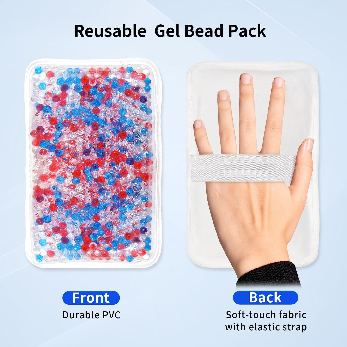 Gel Beads Ice Pack Ice Bag with Strap-1 Pack Reusable Hot & Cold Pack Compress for Knee, Shoulder, Foot, Back, Ankle, Neck, Hip, Elbow, Wisdom Tooth-7.76''x4.93''
